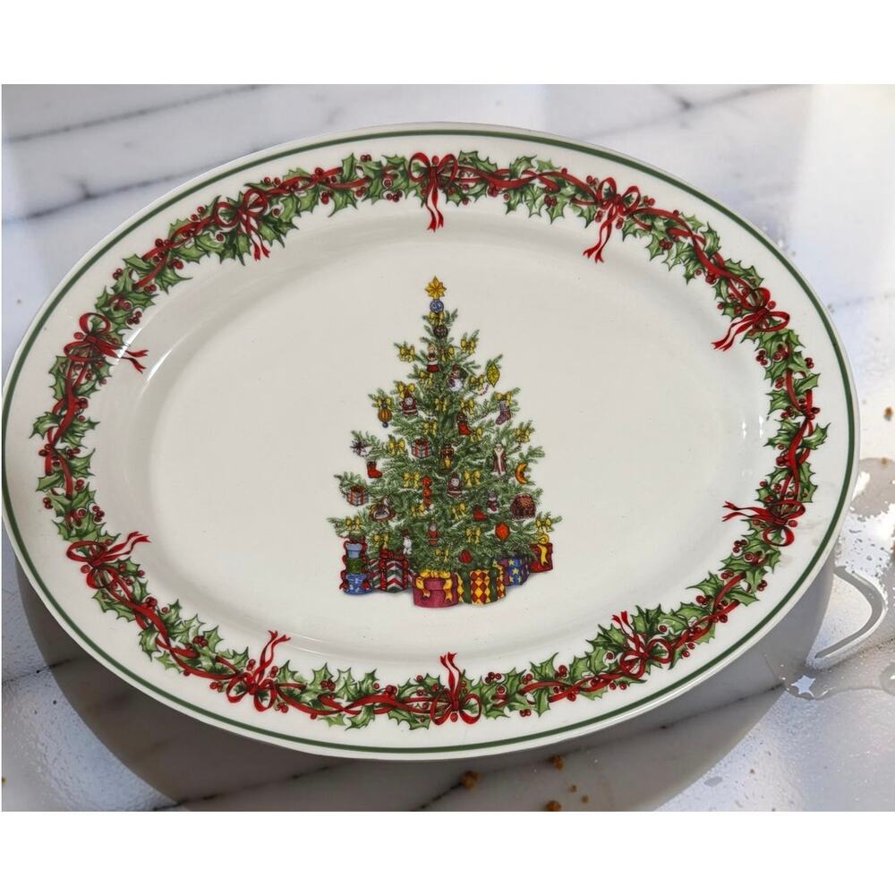 Vintage CHRISTOPHER RADKO Holiday Celebrations Oval Serving Platter